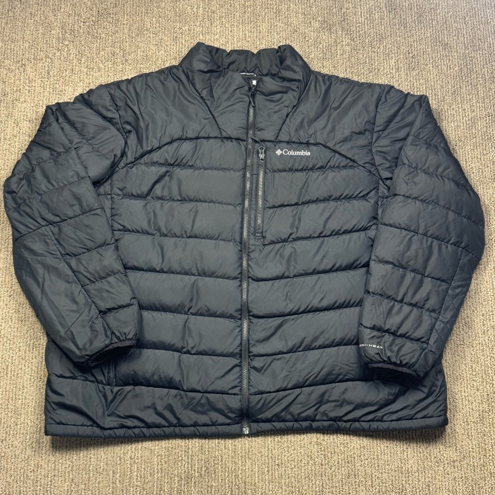 Columbia Autumn Down Jacket Omni Heat Full Zip Puffer Mens 4X Black